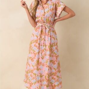 Chic Pink Floral Maxi Dress